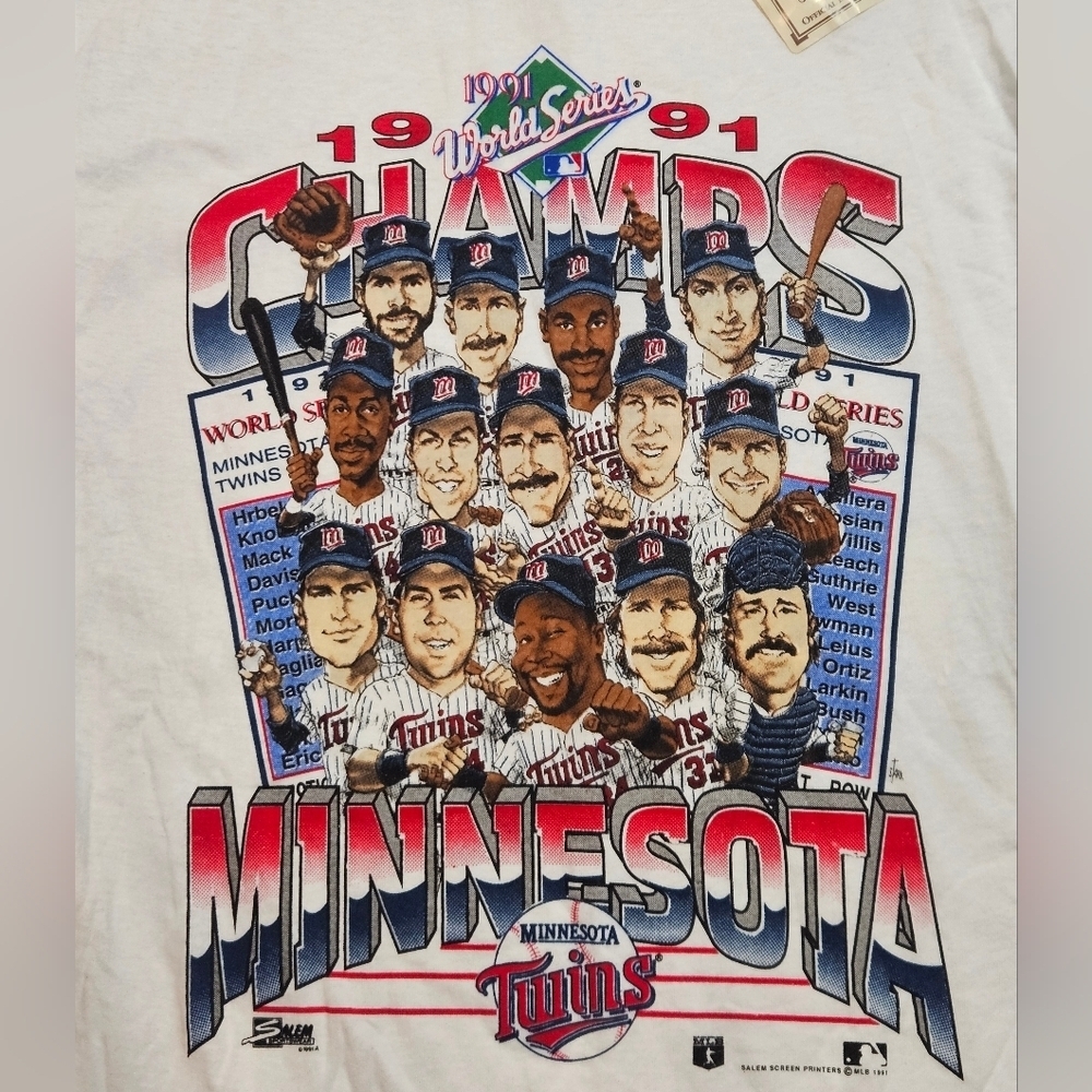 Vintage 1991 Minnesota Twins World Series Champs T-Shirt M Salem Sportswear USA